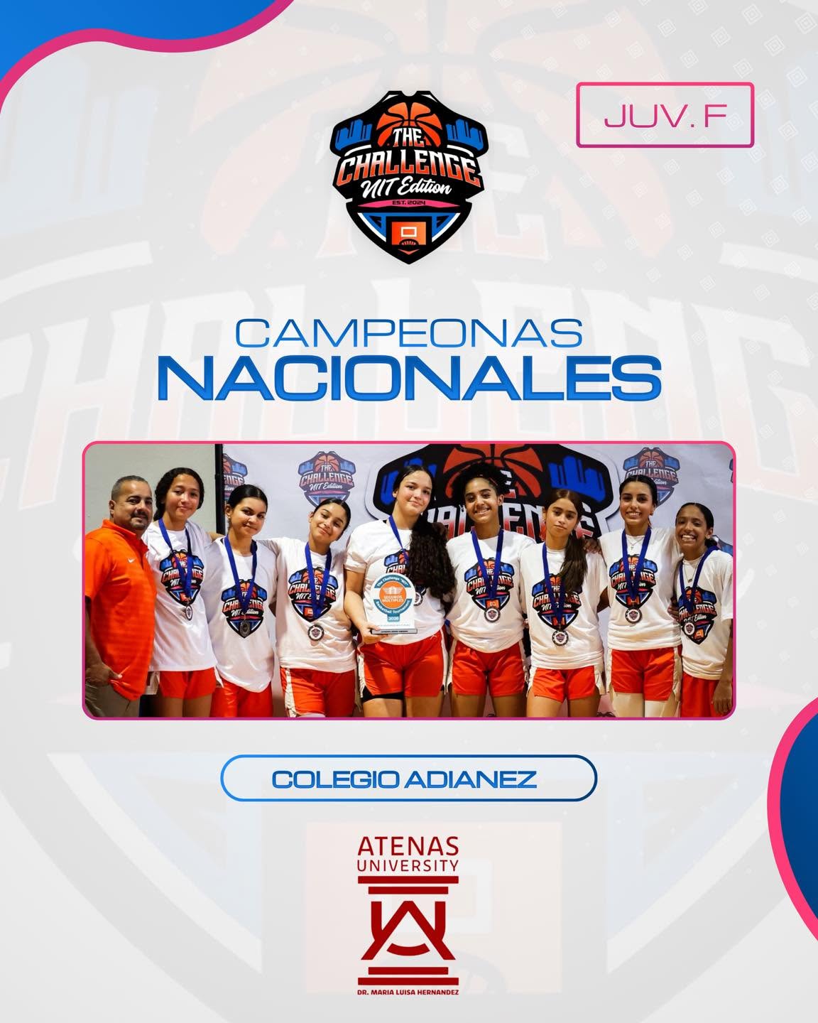 Campeonas nacionales juvenil femenino Colegio Adianez